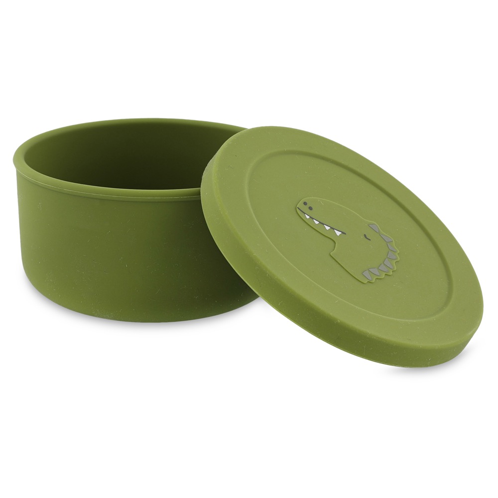 Silicone snack pot with lid - Mr. Dino